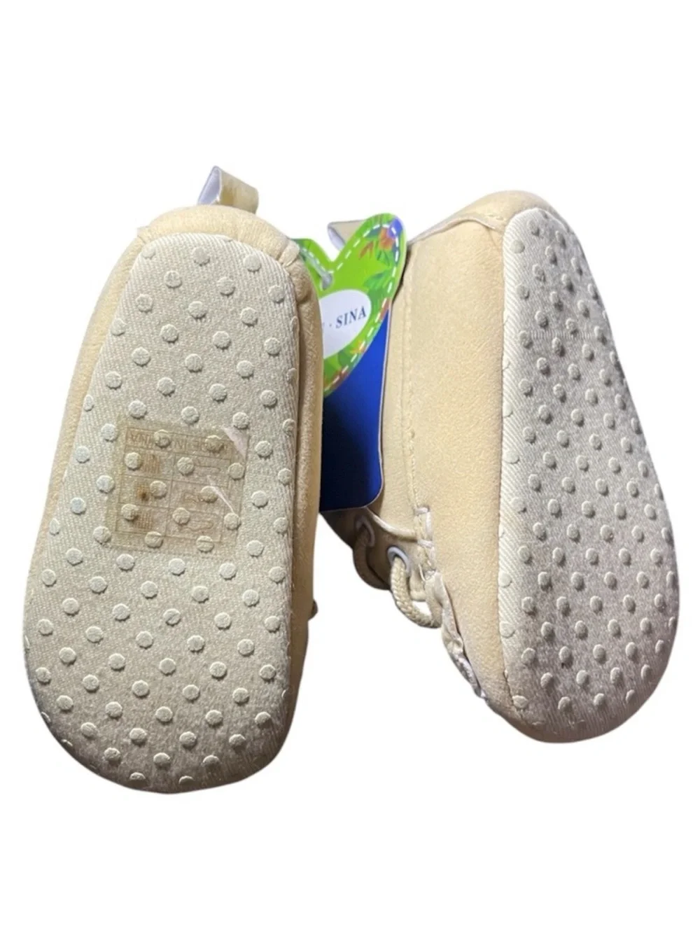 Beige Canvas Baby Shoes - Soft Lace-Up Crib Sneakers